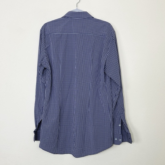 MIZZEN+MAIN Men’s Large Tall Trim Fit Long Sleeve Button Up | Blue Gingham - Picture 8 of 8